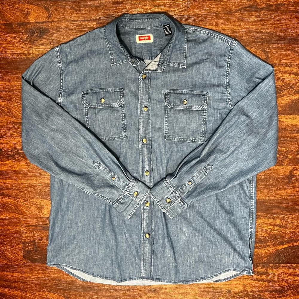 WRANGLER BLUE DENIM Long Sleeve Shirt size xl Preowned